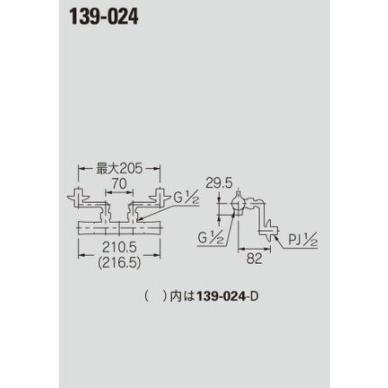 カクダイ神楽シリーズ　2ハンドルシャワー専用混合栓　マットブラック139-024-D