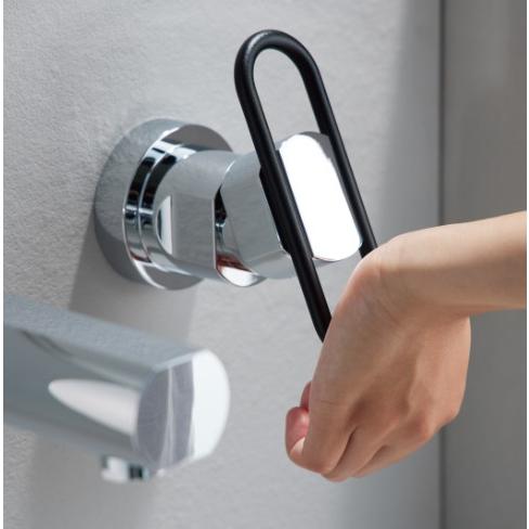 ミズタニバルブ 洗面用壁付シングル混合栓（正面施工・ホース引き出し