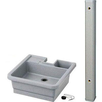 タキロンシーアイ ガーデン柱 FVS-1200（FVS-80×1200） 80mm角（硬質塩化ビニル製水栓柱） 前出しタイプ（VP管） + ガーデン流し 450-G型セット