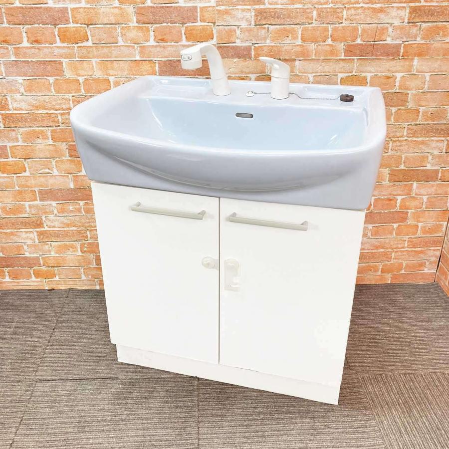 中古品】 INAX 陶器製 ☆シングルレバー混合水栓蛇口付き☆2枚扉タイプ