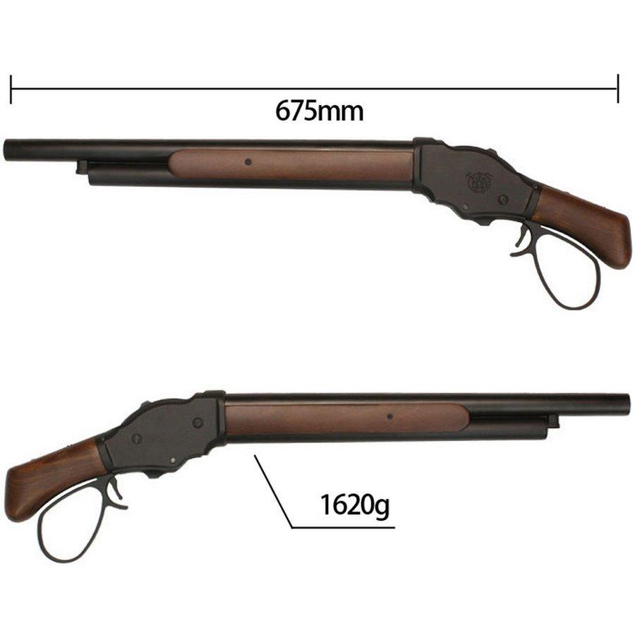 【5月入荷予約】S\u0026T ウィンチェスター Ｍ1887 ソードオフ ガスショットガン リアルウッド BK ワイドレバー レールカスタムセット（排莢式）の画像
