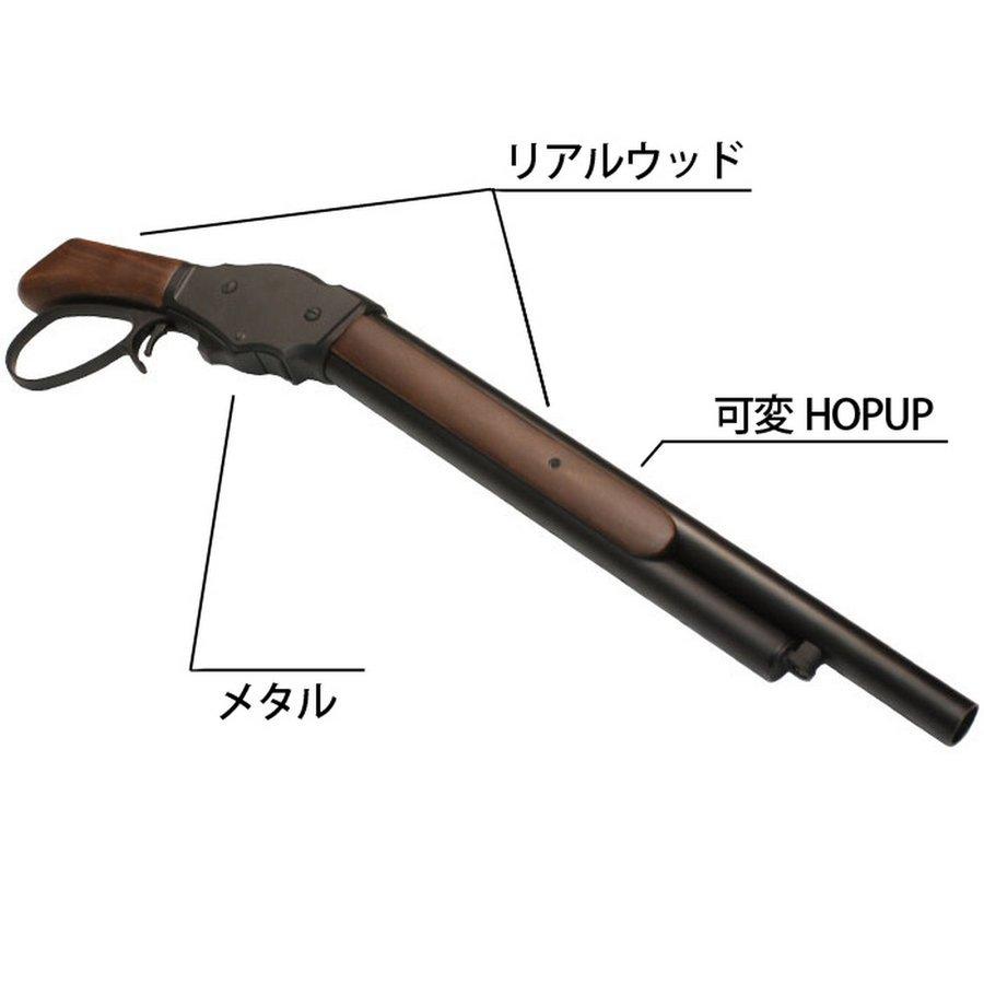 【5月入荷予約】S\u0026T ウィンチェスター Ｍ1887 ソードオフ ガスショットガン リアルウッド BK ワイドレバー レールカスタムセット（排莢式）の画像