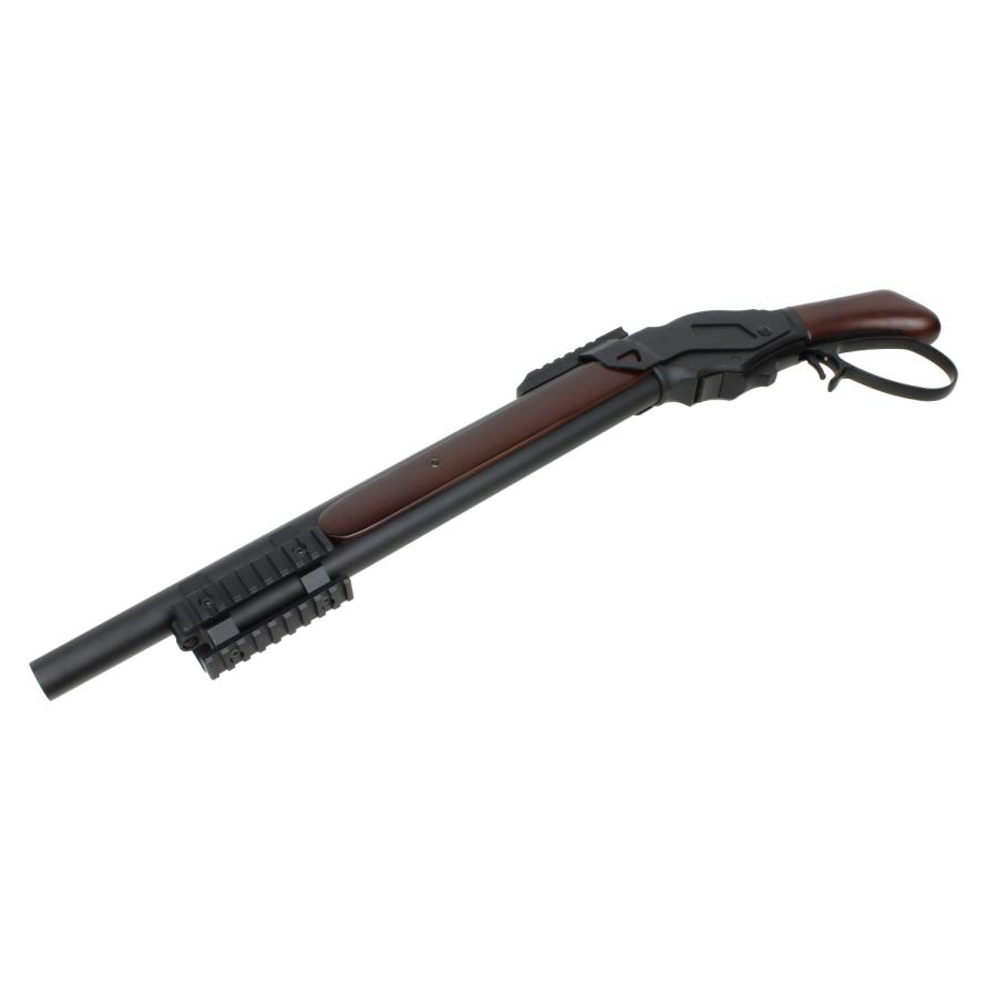 【5月入荷予約】S\u0026T ウィンチェスター Ｍ1887 ソードオフ ガスショットガン リアルウッド BK ワイドレバー レールカスタムセット（排莢式）の画像