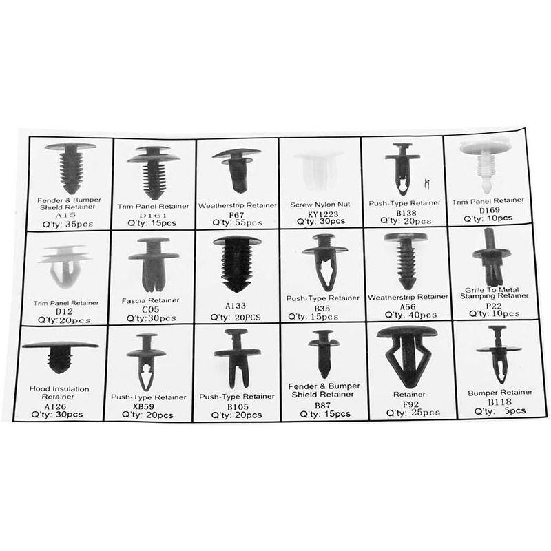 Yosoo 415個 18種類 パネルバンパー バンパーファスナー トリムクリップ バンパークリップ プッシュ型 リベットトリムファスナー