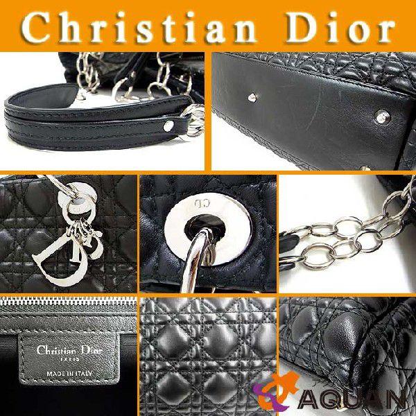 大特価セール!　Christian　Dior　クリスチャンディオール　レディーディオール　チェーンショルダー　カナージュ　トート　ラムスキン　シルバー×ブラック｜aquankyoya｜03