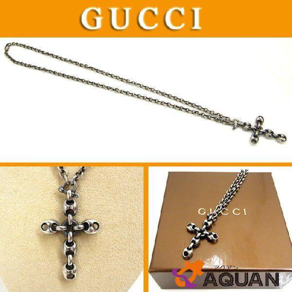 激レア✨GUCCI グッチ クロス 十字架ネックレス シルバー 燻し銀