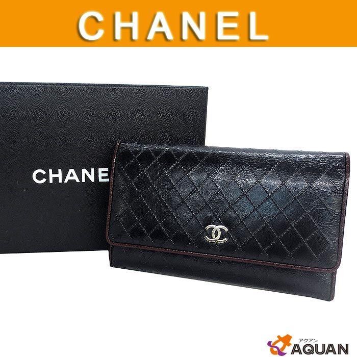 CHANEL シャネル 財布 マトラッセ レザー ココマーク ブラック 黒  