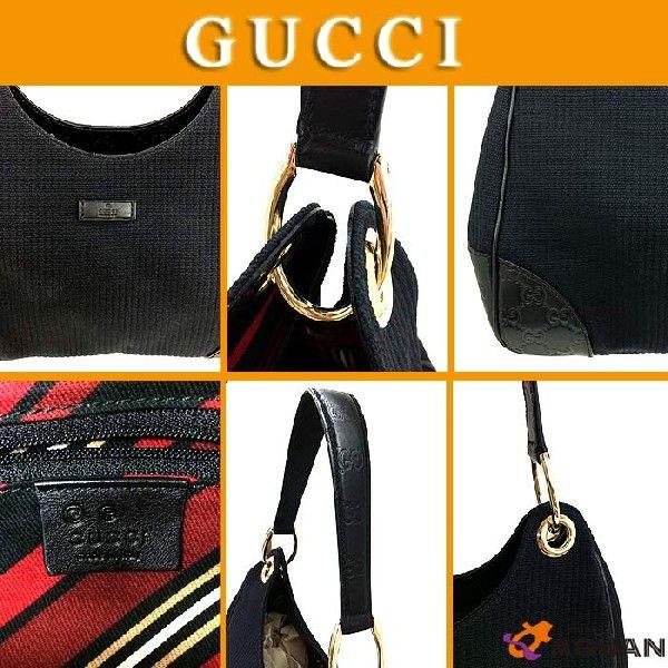 大特価セール！　GUCCI　グッチ　グッチシマ　ショルダーバック　レザー×キャンバス　黒　ブラック　送料込み｜aquankyoya｜03