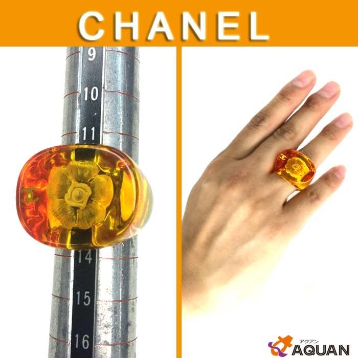 大特価セール！　CHANEL　シャネル　プラリング　リング　指輪　カメリア　あめ色　日本サイズ約12号　アクセサリー　｜aquankyoya｜03