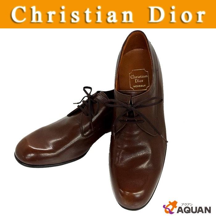 Christian　Dior　クリスチャンディオール　メンズ　ビジネスシューズ　革靴　靴　レザー　ブラウン　表記サイズ41　25 1/2｜aquankyoya