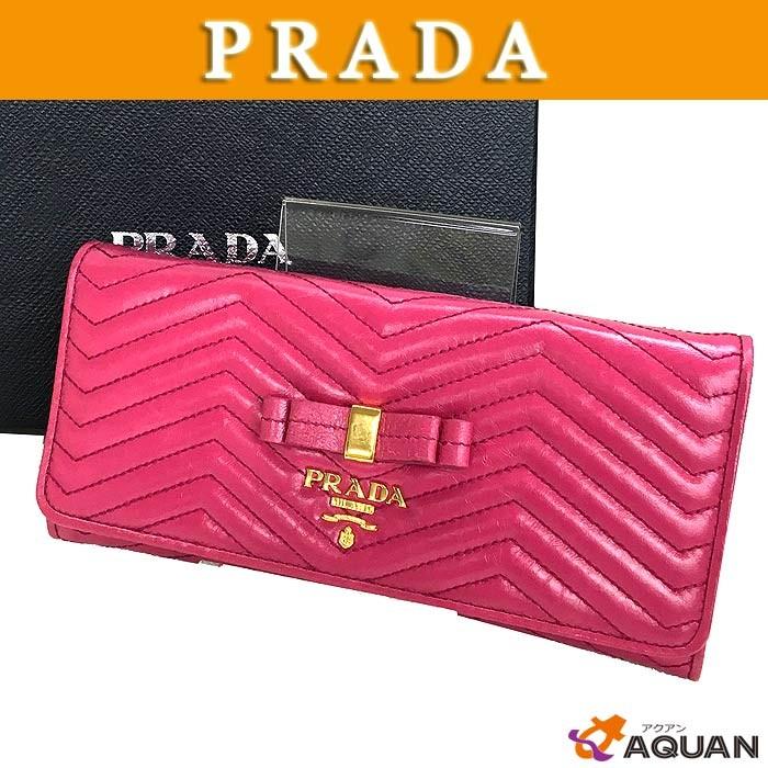 PRADA 【美品】ピンクキルティング 長財布