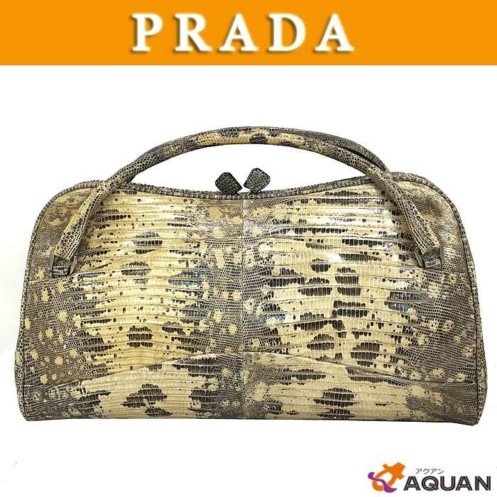 PRADA　プラダ　ハンドバッグ　リザード　レザー　送料込み｜aquankyoya