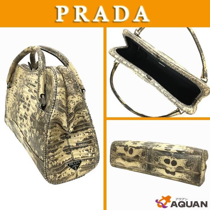 PRADA　プラダ　ハンドバッグ　リザード　レザー　送料込み｜aquankyoya｜02