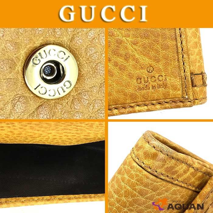 GUCCI  グッチ　長財布　さいふ　サイフ　ビット　レザー　マスタード｜aquankyoya｜03