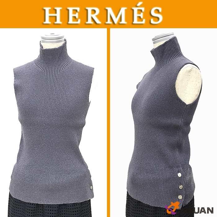 HERMES エルメス サマーニット ノースリーブ タートルネック ニット  