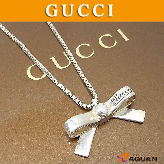 GUCCI GUCCI グッチ リボン ネックレス ペンダント シルバー GUCCI GUCCI グッチ リボン ネックレス ペンダント シルバー