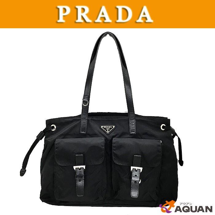 大特価セール！　PRADA　プラダ　トートバッグ　ナイロントート　ブラック　黒　ナイロン×レザー　BR3310　VELA　送料込み｜aquankyoya