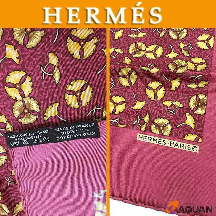 HERMES HERMES エルメス プチスカーフ カレ45 イチョウ柄 HERMES HERMES エルメス プチスカーフ カレ45 イチョウ柄