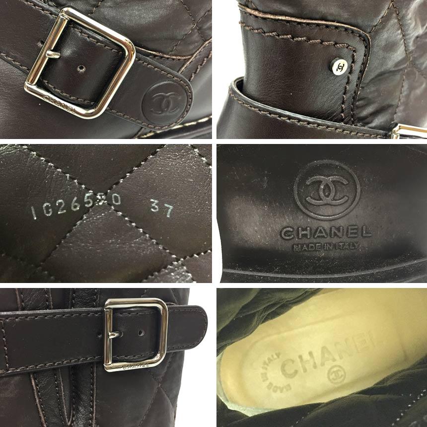 CHANEL 送料無料 シャネル エンジニアブーツ 37サイズ 24cm マトラッセ 