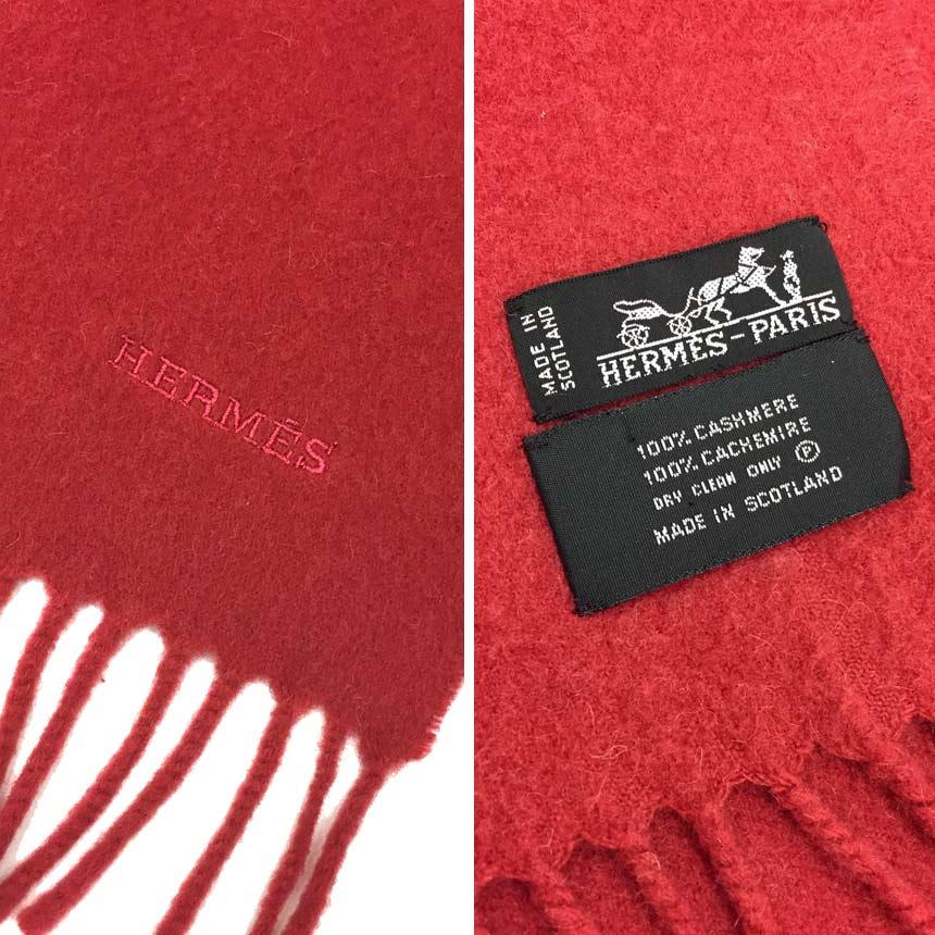 HERMES エルメス マフラー ストール ショール カシミヤ レッド 赤 