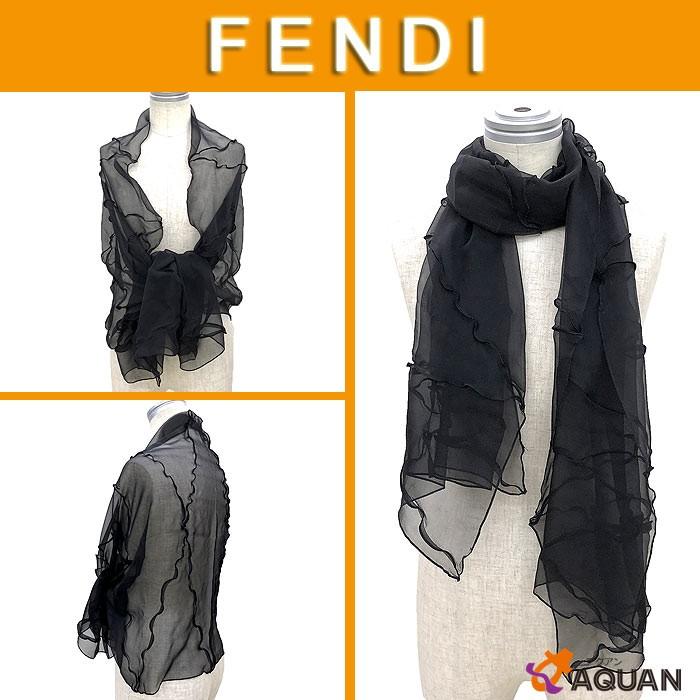 FENDI フェンディ シフォンストール ロングスカーフ ショール シルク  