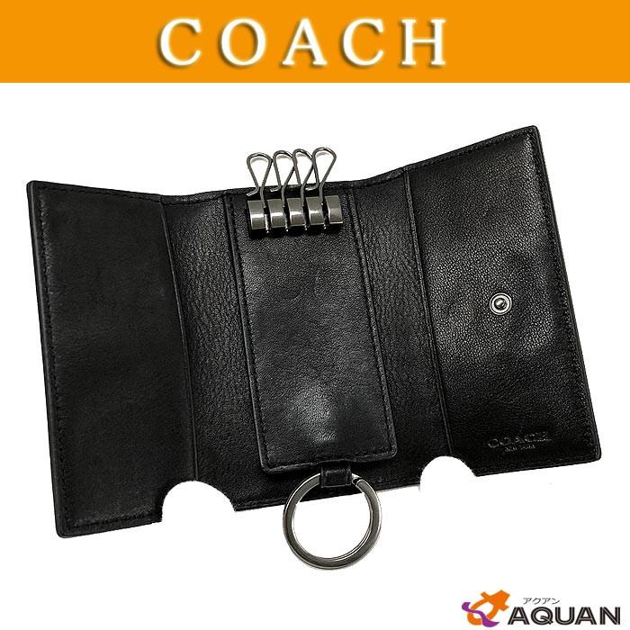 COACH  コーチ　キーケース　4連　キーリング付き　黒　ブラック　レザー　メンズ　未使用｜aquankyoya｜02