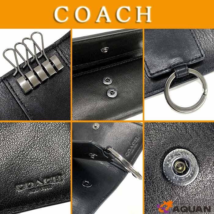 COACH  コーチ　キーケース　4連　キーリング付き　黒　ブラック　レザー　メンズ　未使用｜aquankyoya｜03