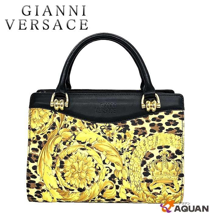 セール Gianni Versace ヴェルサーチ ヴィンテージ アンティーク ハンドバッグ レオパード柄 ボストンバッグ レザー ブラック 黒 ゴールド金具 Aq1384 ブランド 着物館アクアン京や 通販 Yahoo ショッピング