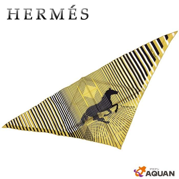HERMES HERMES エルメス 三角スカーフ H AU GALOP ポワンテュ 馬柄  