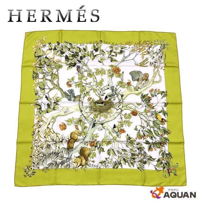 HERMES セール HERMES エルメス カレ90 スカーフ AU COEUR DES BOIS 森  