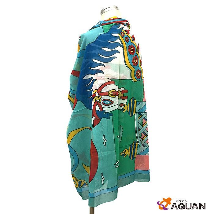 希少 美品 エルメス ショール 光の帆船 シルク マルチカラー 春 夏