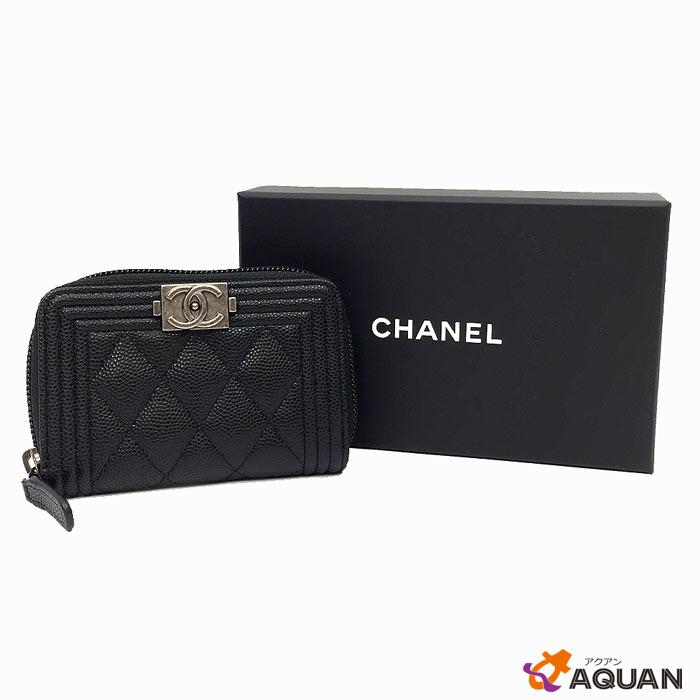 CHANEL　シャネル　ボーイシャネル　コインケース　小銭入れ　財布　ココマーク　マトラッセ　キャビアスキン　ブラック　A80602　未使用　送料無料｜aquankyoya｜02