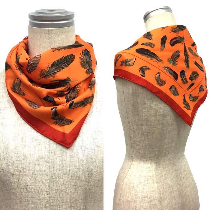 HERMES】エルメス ポワンテュ ポワントゥ 三角 シルク オレンジ