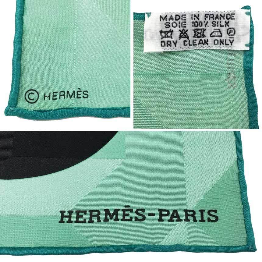 HERMES エルメス スカーフ カレ70 ドット柄 シルク グリーン系 送料 