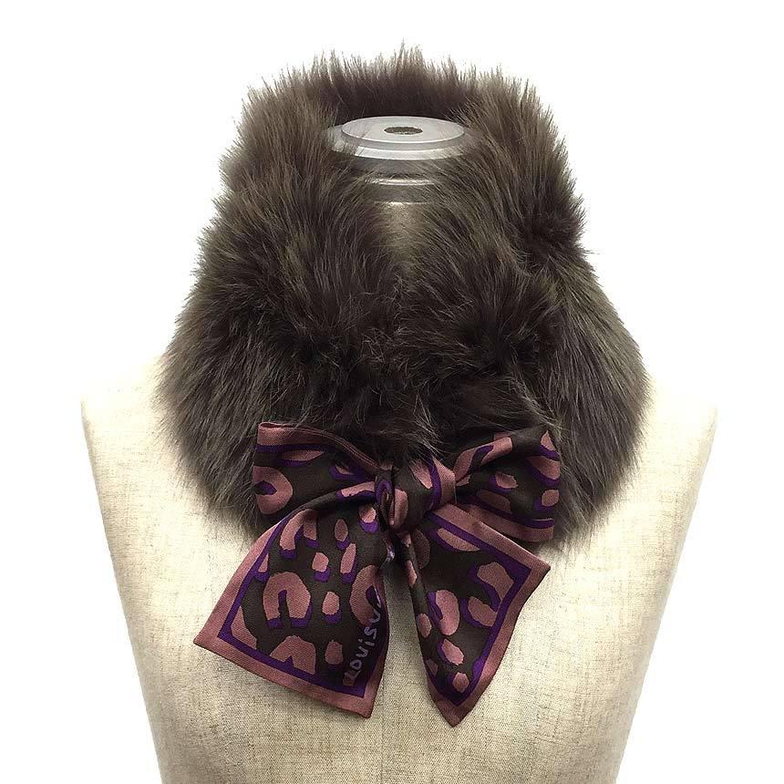 訳あり ルイヴィトン マフラー バンドーフリュール シルクフォックスファー 豹 訳あり ルイヴィトン マフラー バンドーフリュール シルク
