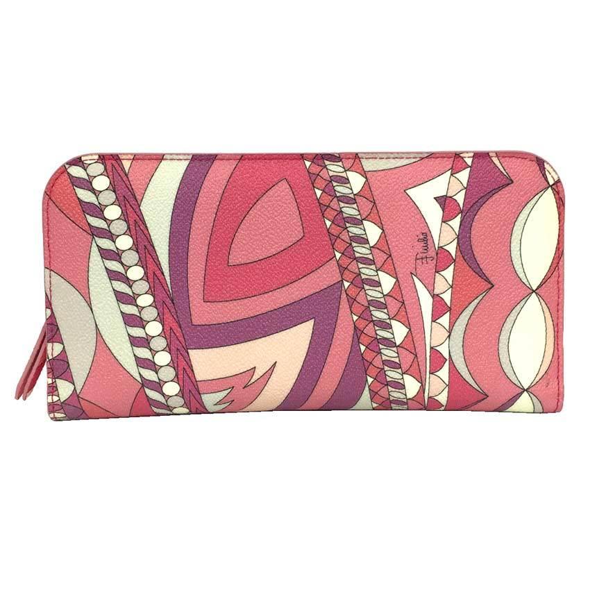 EMILIO PUCCI セール エミリオプッチ 長財布 レザー ピンク系 EMILIO PUCCI セール エミリオプッチ 長財布 レザー ピンク系