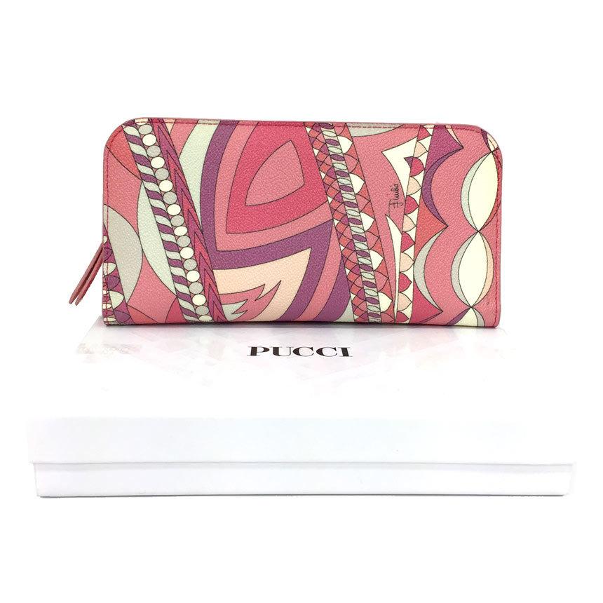 EMILIO PUCCI セール エミリオプッチ 長財布 レザー ピンク系 EMILIO PUCCI セール エミリオプッチ 長財布 レザー ピンク系