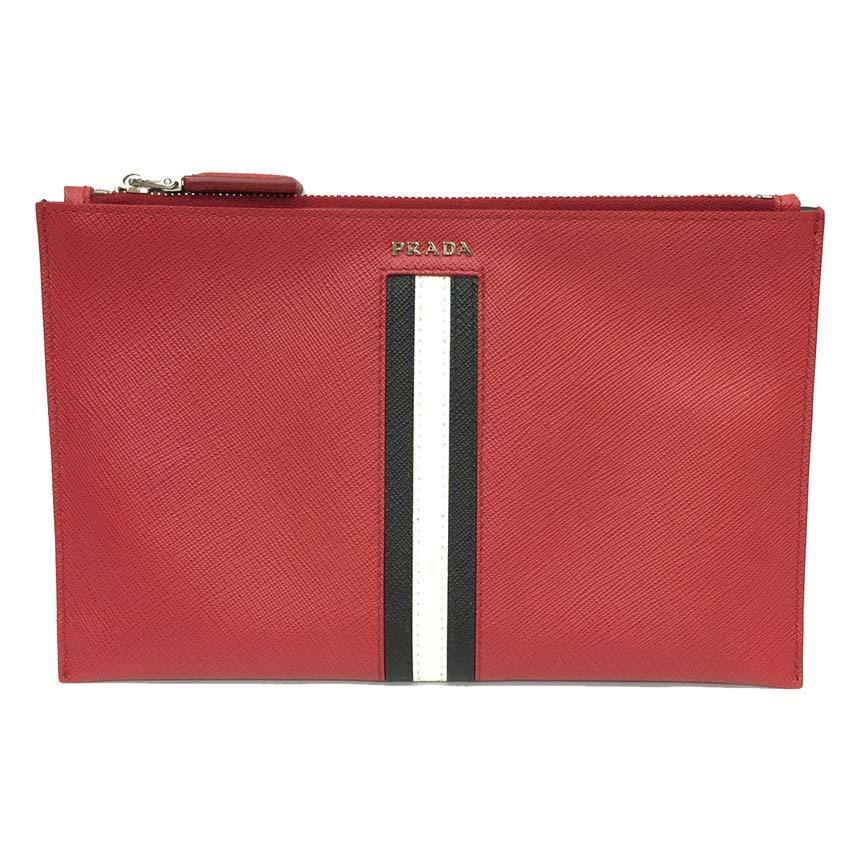 PRADA 送料無料 プラダ クラッチバッグ ポーチ 2NG003 SAFFIANO RIGHE 