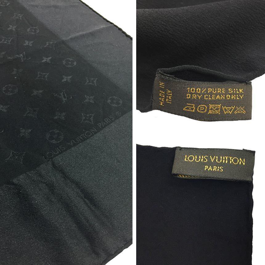 LOUIS VUITTON ルイヴィトン スカーフ カレ・モナコ モノグラム ブラック 黒 シルク メンズ レディース 男女兼用 aq4428