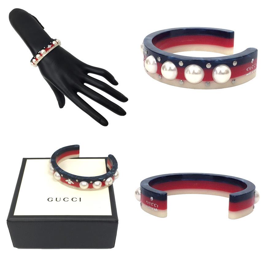 GUCCI グッチ ビー Bee パール カフブレスレット バングル XSサイズ 
