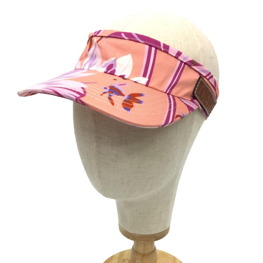 美品！ロエベ イビザのロゴ紐 帽子 ピンク-