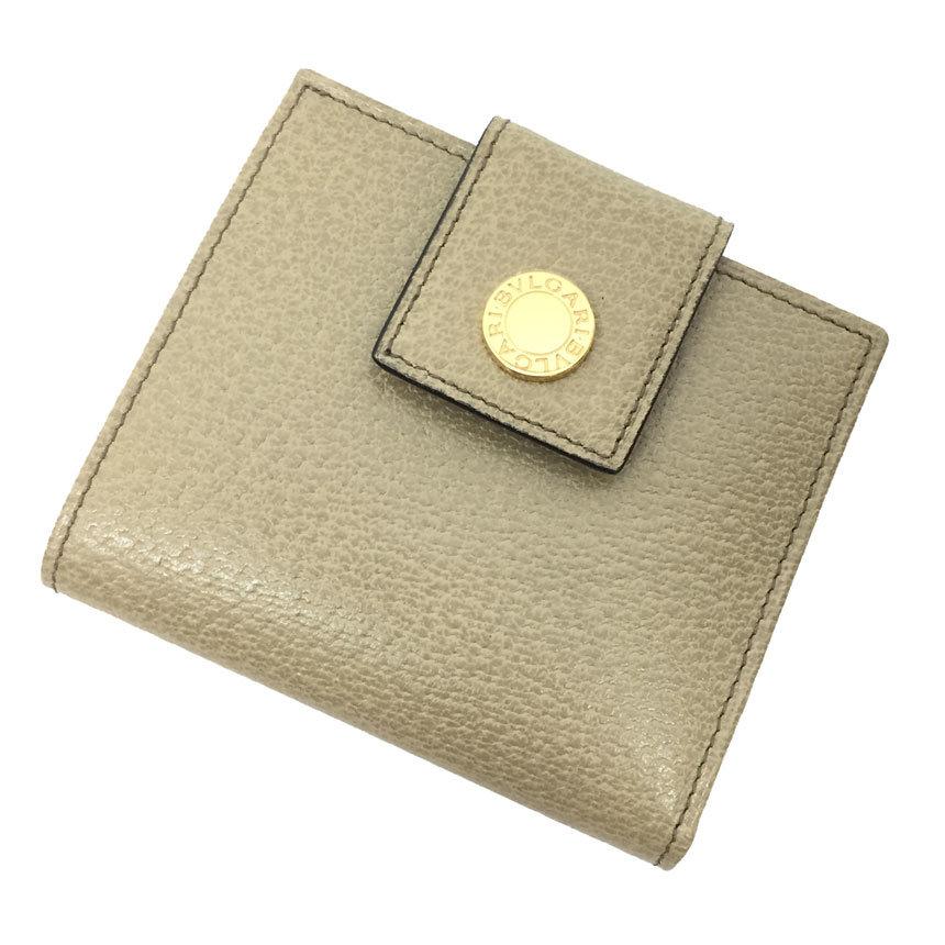 BVLGARI ブルガリ 折財布 クラシコ 20409 レザー グレージュ ユニ 