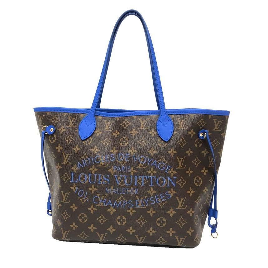 送料無料 LOUIS VUITTON ルイヴィトン モノグラム イカット フラワー ネヴァーフルMM M40938 グランブルー 青 美品