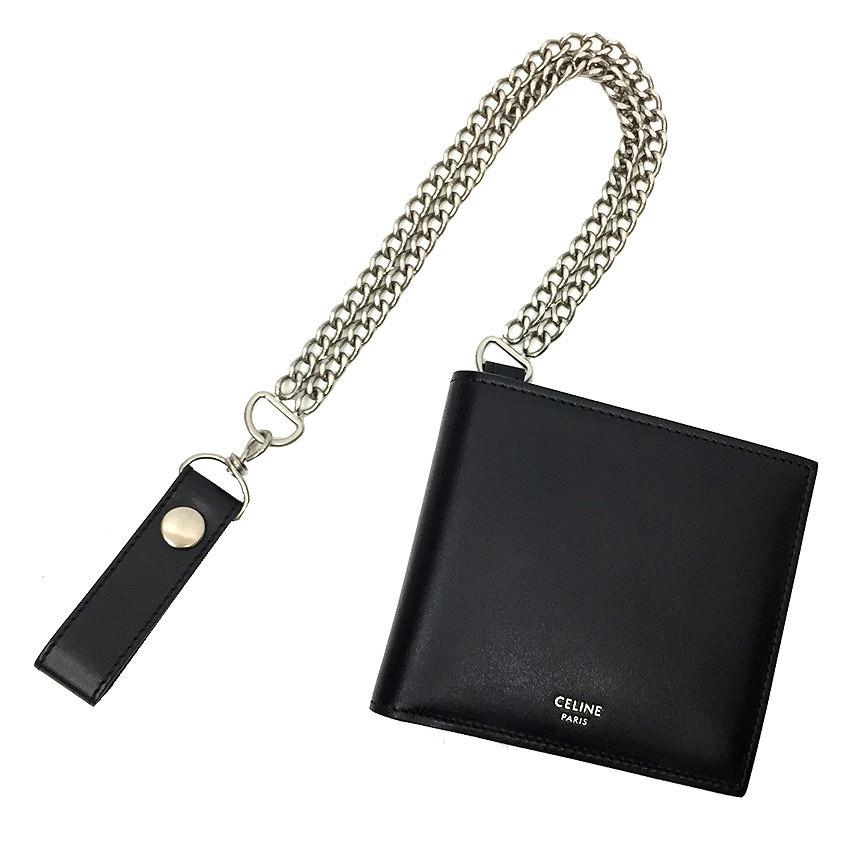 送料無料 CELINE セリーヌ 二つ折り札入れ チェーンウォレット  