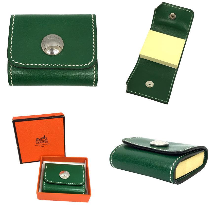HERMESポストイットケース　グリーン HERMESポストイットケースグリーン
