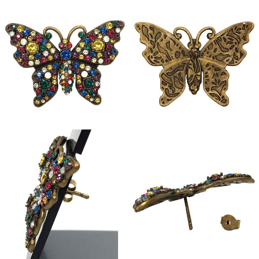 GUCCI グッチ バタフライ ピアス 503919 アンティーク加工 メタル 