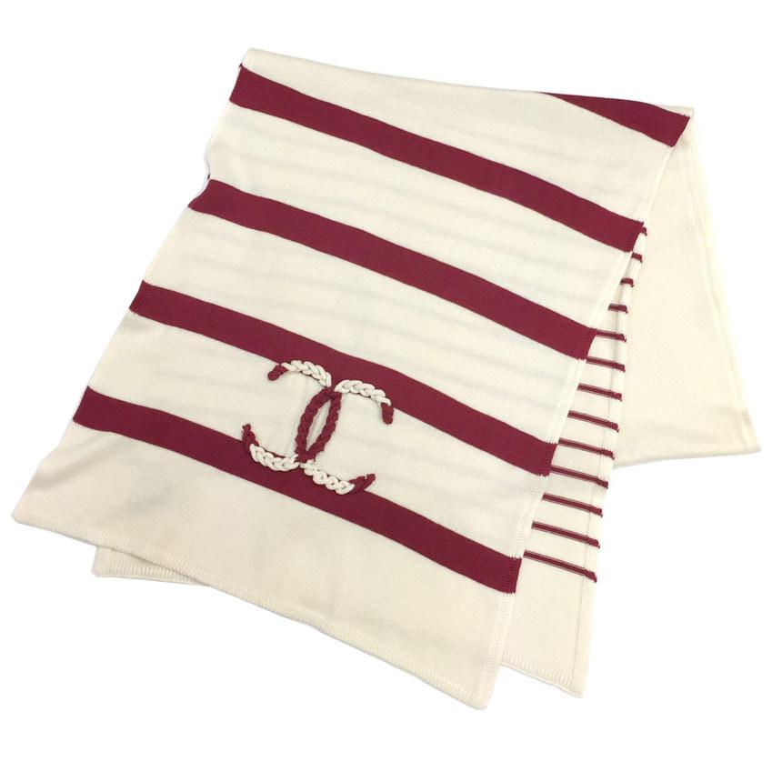 マフラー シャネル CHANEL ニット マフラー ボーダー ココマーク ...