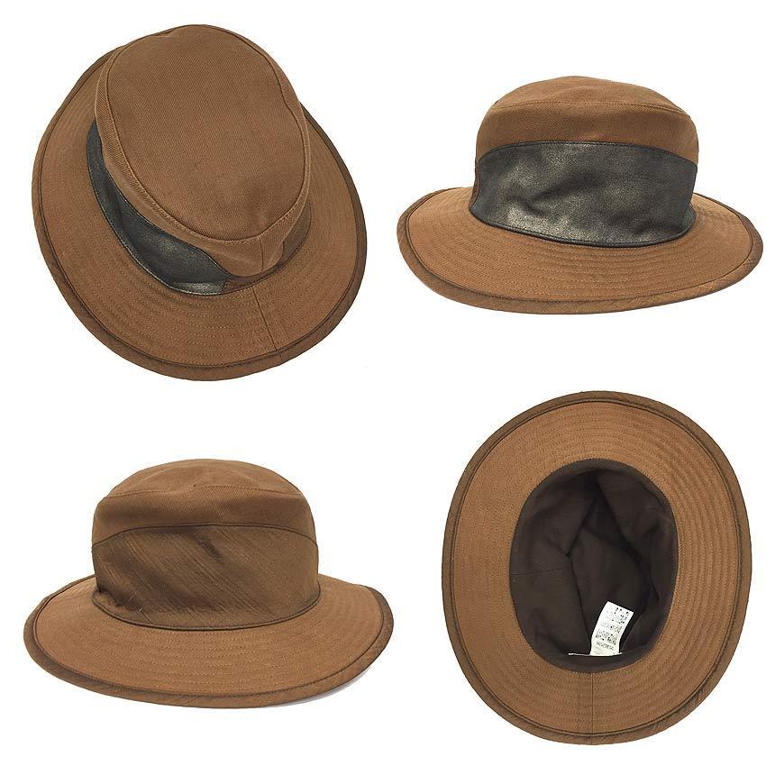 セール HERMES エルメス ハット 帽子 サイズ57 リネン シルク レザー メンズ レディース 男女兼用 未使用 aq6376