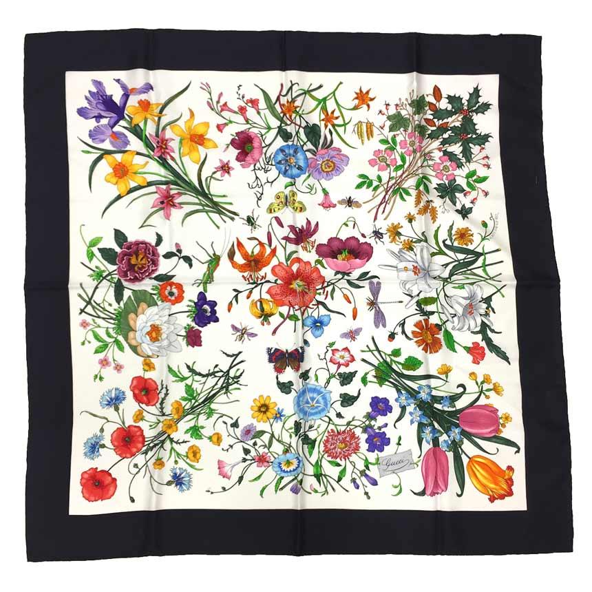 GUCCI グッチ フローラプリント スカーフ シルク 花柄 aq6428 