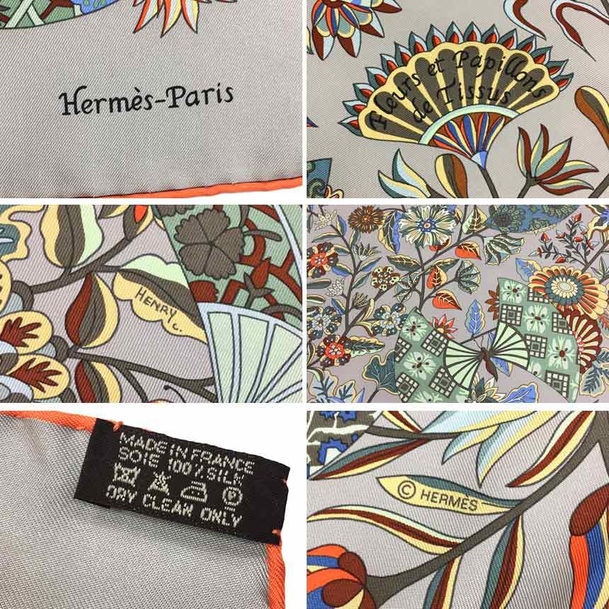 希少 HERMES エルメス スカーフ カレ90 Fleurs et papillons de Tissus